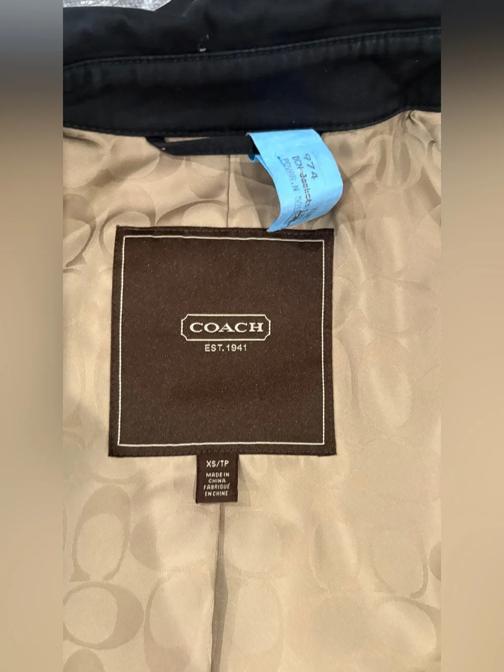 Coach black double-breasted trench coat